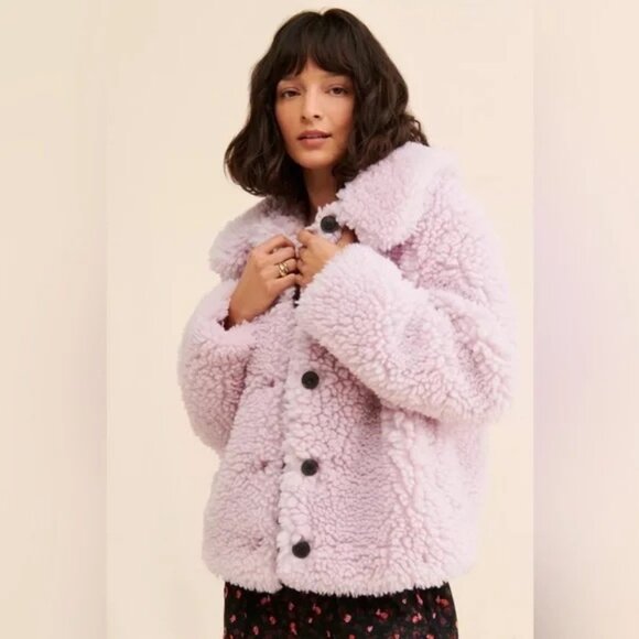 NWT Vero Moda Elvira Teddy Jacket in Lavender Pastel Purple - Picture 1 of 16